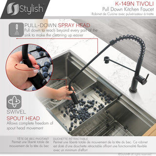 STYLISH Single Handle Pull-Down Dual Mode Kitchen Faucet, Matte Black