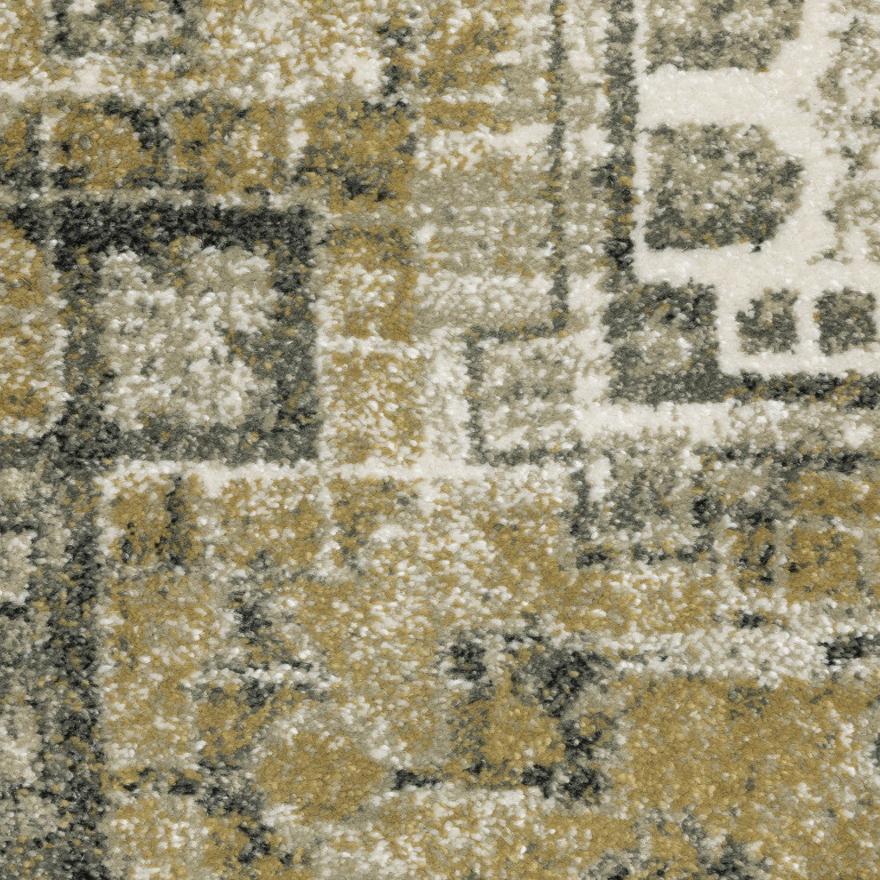 Vander Traditional Jewel Drop Gray/Blue Power-Loomed Area Rug, 7'10"x10'