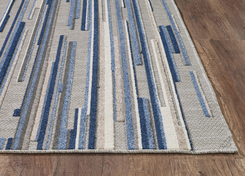 Calla Scope Indoor/Outdoor Rug, Blue, 7'10' Round
