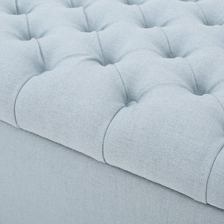 GDF Studio Seattle Tufted Storage Ottoman Bench, Light Sky