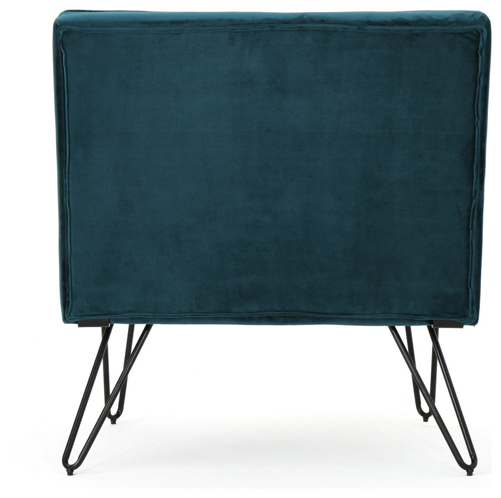 GDF Studio DuSoleil Velvet Modern Armless Chair, Teal