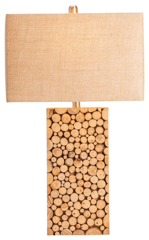 Stacked Wood Table Lamp, Natural Wood