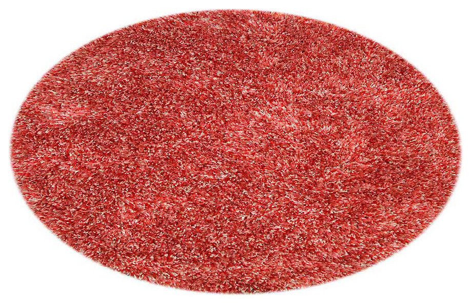 HAND TUFTED SHAG POLYESTER ECO-FRIENDLY AREA RUGS, Red White Color, Solid Design