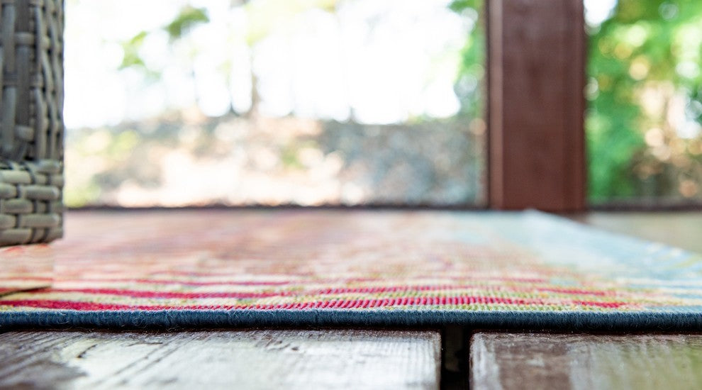Unique Loom Multicolored Wavy Outdoor 2' 2 x 3' 0 Area Rug