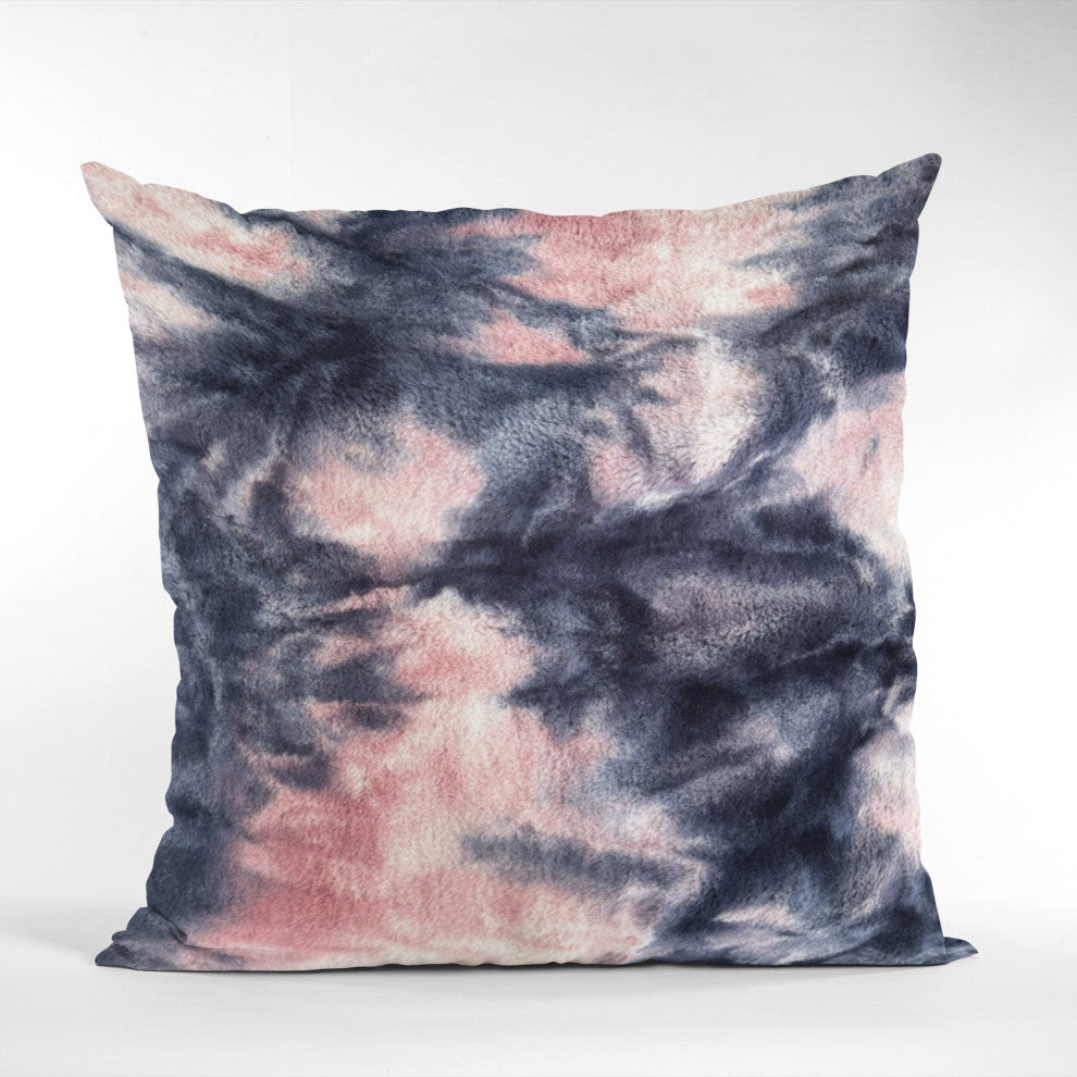 Plutus Pink Navy Fureal Faux Fur Luxury Throw Pillow, Pink Navy, 22" x 22"