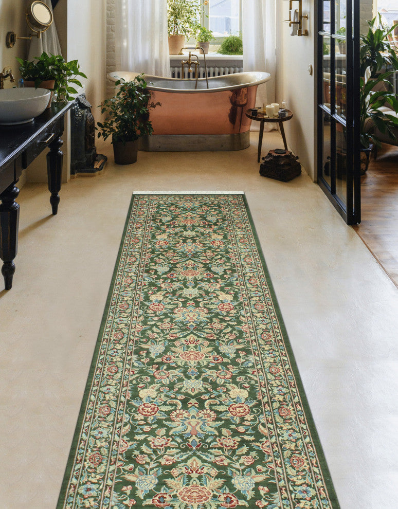 Pak-Persian Hrychlea Green/Beige Runner, 2'5x9'9
