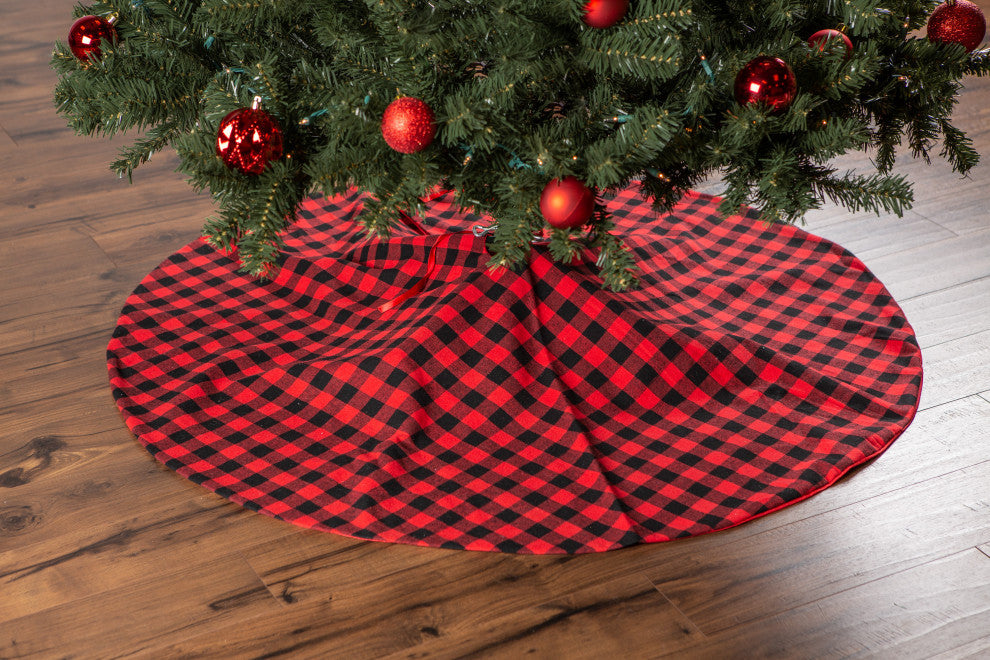 Holiday Tree Skirt Red And Black Buffalo Check