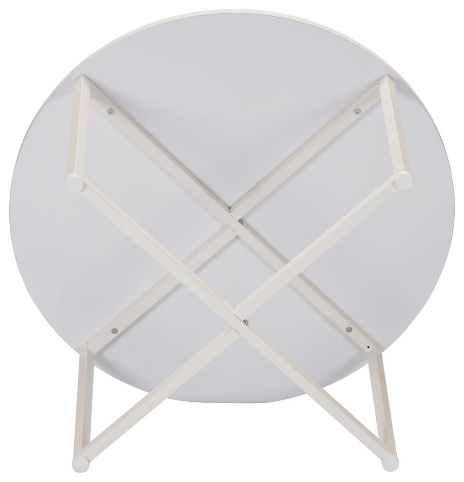 Jamestown Round Coffee Table Scandinavian White and White Metal