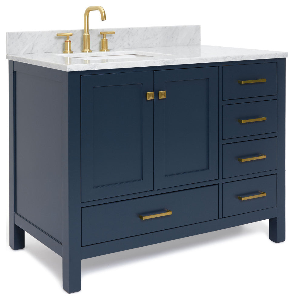 ARIEL Cambridge 43" Left Rectangle Sink Bath Vanity Carrara Marble