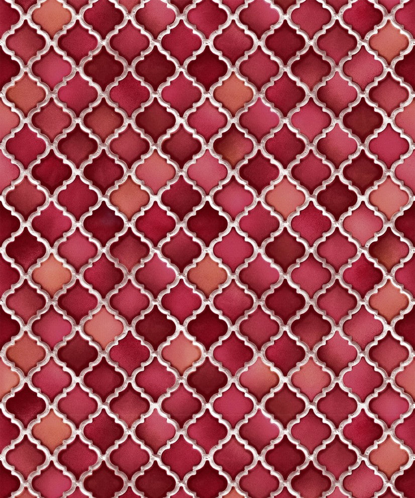 Natural Faux 2, Geometric Stone Wood Rustic Wallpaper, Red, Rose, Roll, 21"x33'