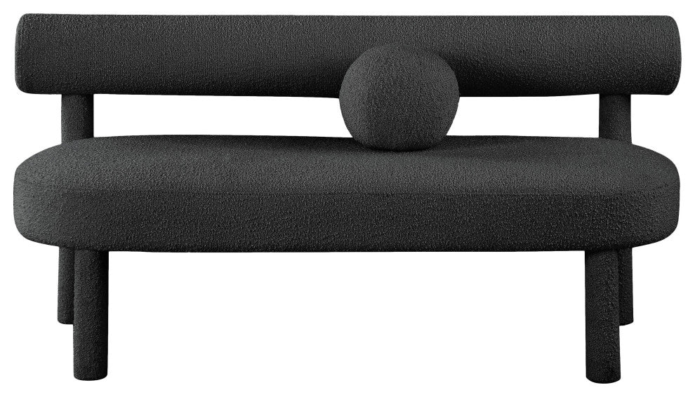 Parlor Boucle Fabric Upholstered Bench, Black