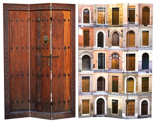 6' Tall Double Sided Doors Canvas Room Divider