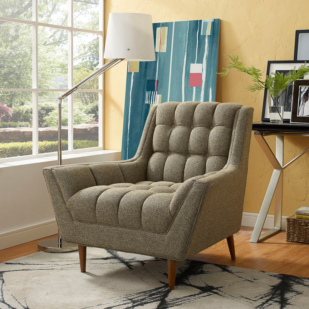 Modern Contemporary Fabric Armchair, Beige, Fabric