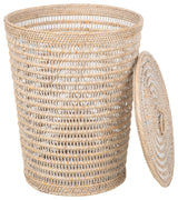 Cambria Rattan Laundry Hamper With Liner, White Wash