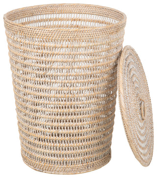 Cambria Rattan Laundry Hamper With Liner, White Wash
