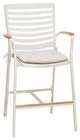 Patio Aluminum Bar Set With Natural Teak wood Accent Top, Light Matte