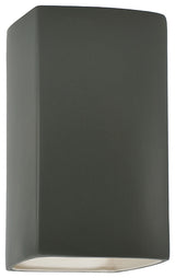 Ambiance Large Rectangle Outdoor Wall Sconce, Open, Pewter Green, LED