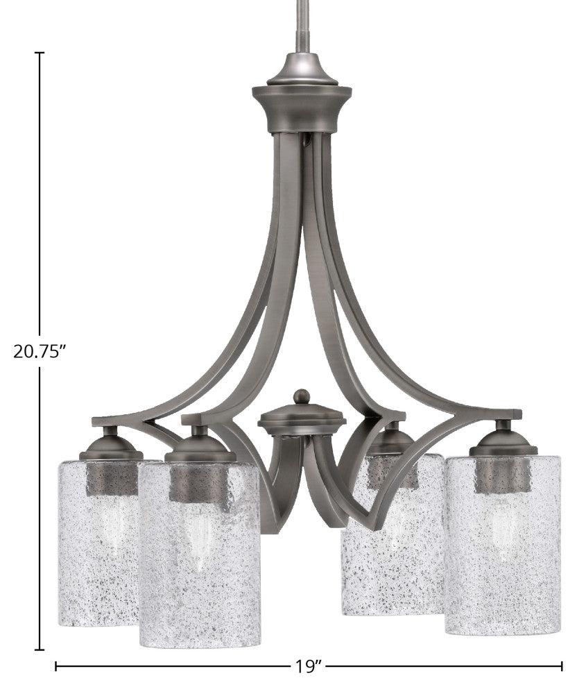 Zilo Downlight, 4 Light, Chandelier, Graphite Finish, 4" Smoke Bubble Glass