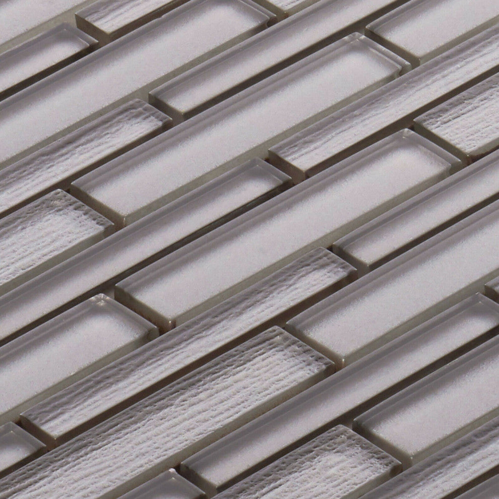 Modket Taupe Gray Glass Texture Blend Mosaic Tile Wall Backsplash TDH504MG