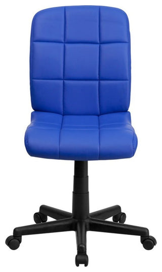 Pemberly Row Contemporary Mid Back Quilted Office Swivel Chair in Blue