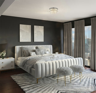 2-Light Chrome Dimmable LED Flush Mount With Clear Crystals