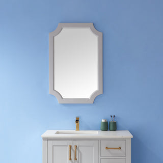 Grossetto 24" Irregular Farmhouse Bathroom/Vanity Framed Wall Mirror, Paris Grey
