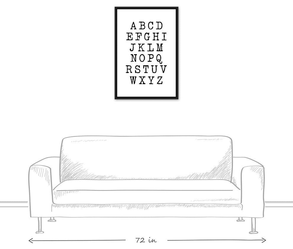 Typewriter Alphabet 20x30 Black Floating Framed Canvas