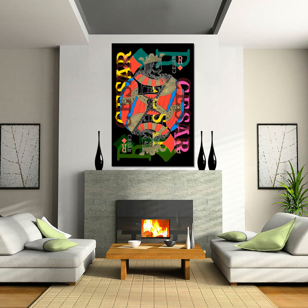 French Playing Card, Cesar, Roi De Carreau, King of Diamonds, Pop Art