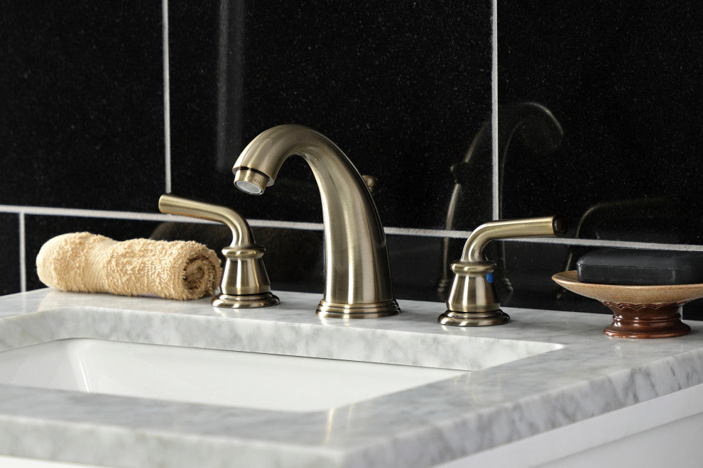 Kingston Brass KB983RXLAB Widespread Bathroom Faucet, Pop-Up Drain