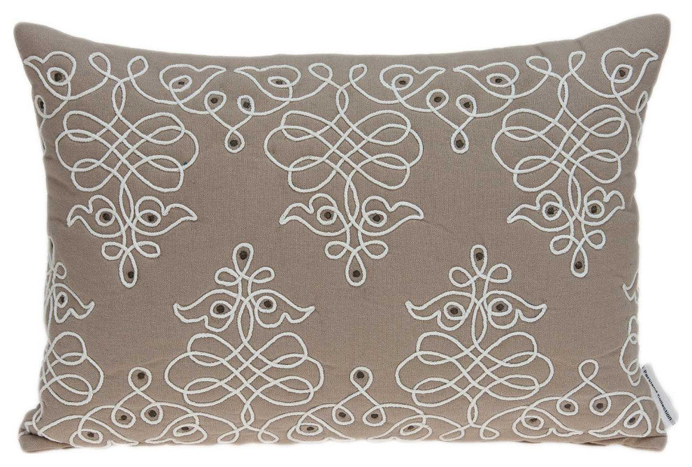 20" X 6" X 14" Traditional Tan Pillow Cover With Down Insert