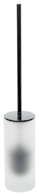 Frosted Glass Toilet Brush With Chrome Handle, White