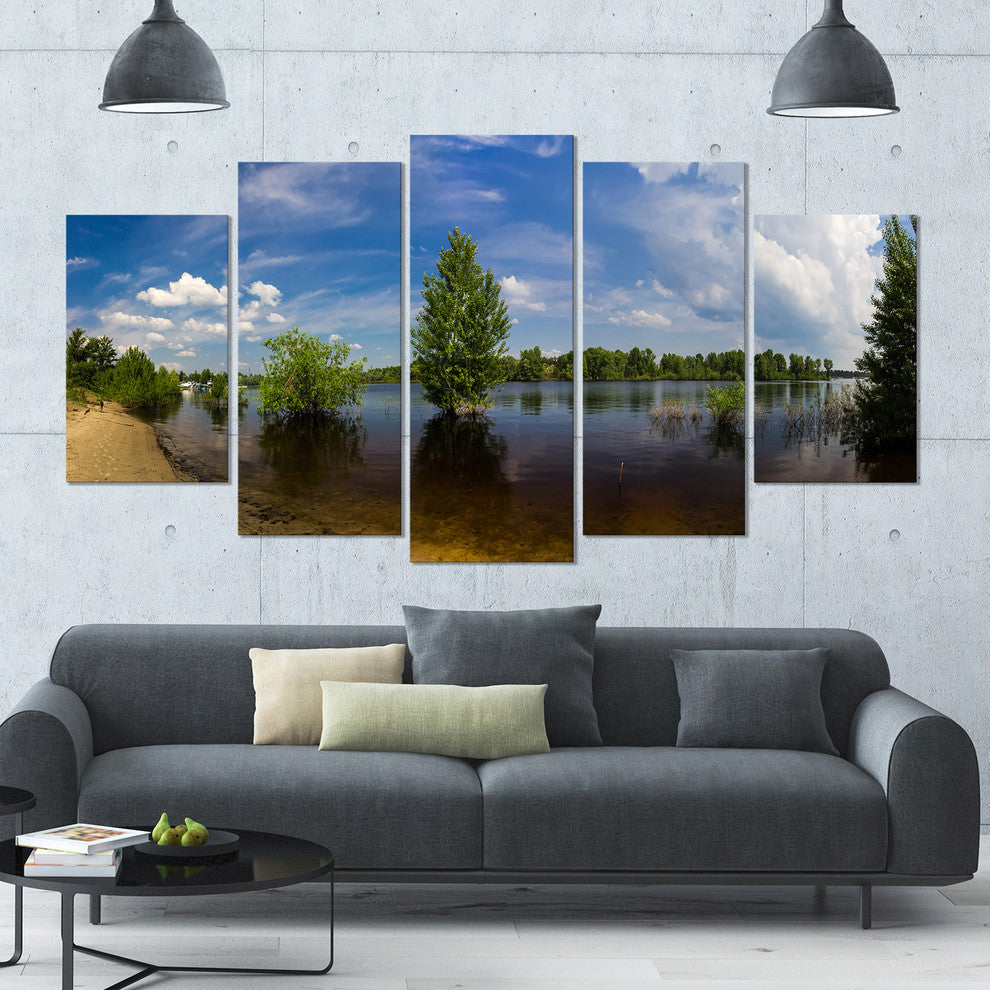 Small Flood Panorama, Landscape Canvas Art Print, 60"x32", 5 Panels