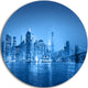 Blue Panorama Of New York City, Cityscape Disc Metal Artwork, 36"