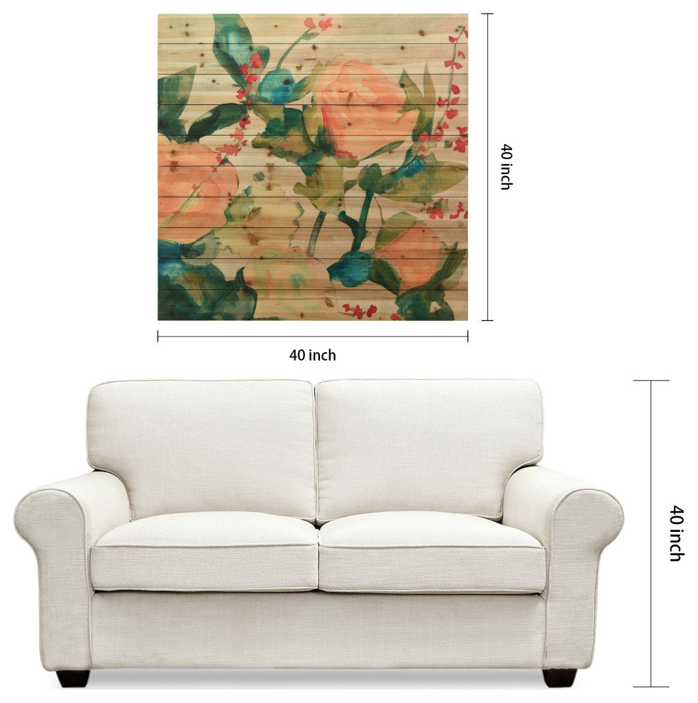 June Bouquet Wall Art Giclee Printed On Solid Fir Wood Planks