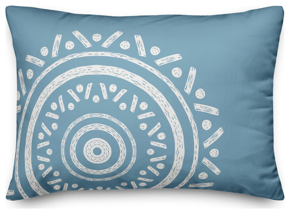 Simple Blue Boho Circle 20x14 Indoor/Outdoor Pillow