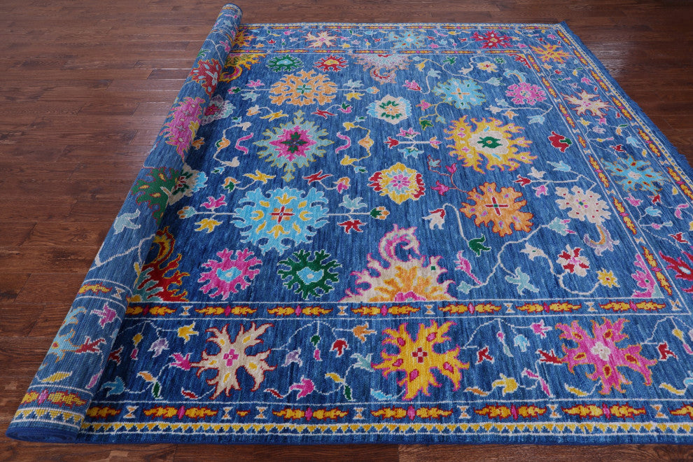 9' 0" X 12' 2" Hand-Knotted Turkish Oushak Wool Rug - Q14938