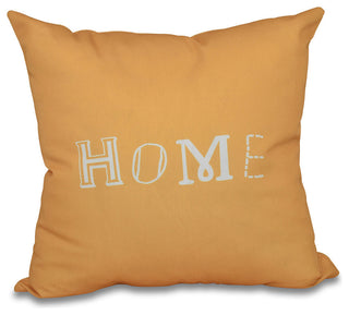 16"x16" Home, Word Print Pillow, Yellow