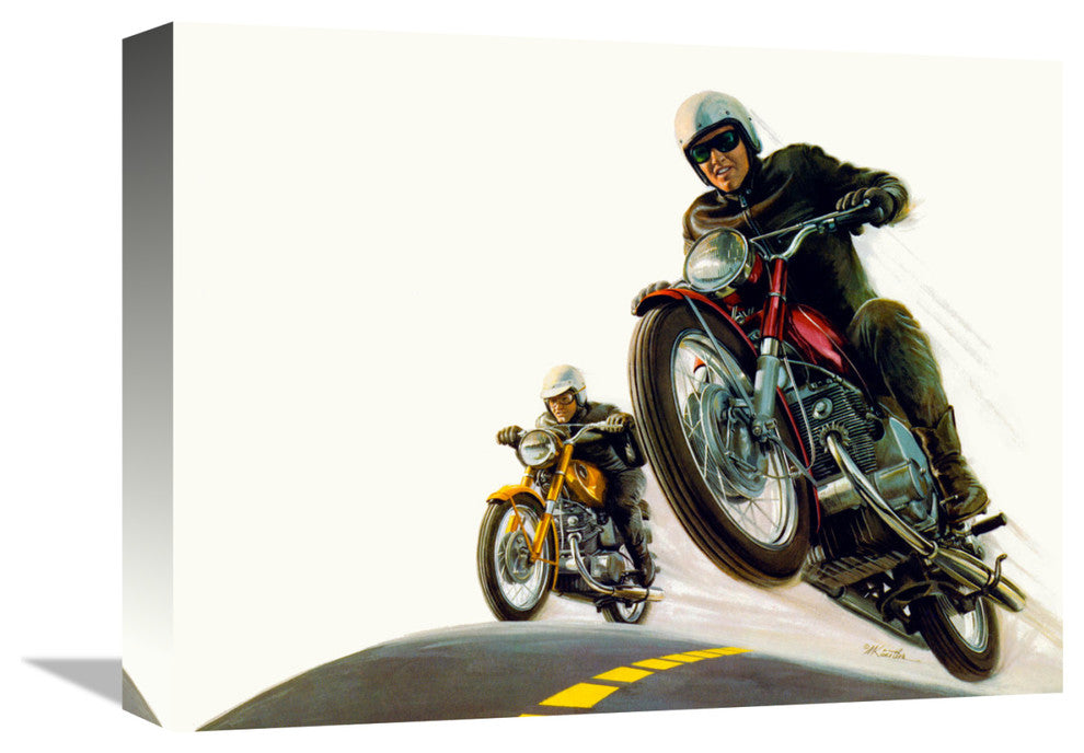 "Thunderbikes" Stretched Canvas Giclee by Mort Kunstler, 16"x12"