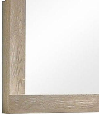 Transitional Style Grained Wood Encased Square Mirror, Cream
