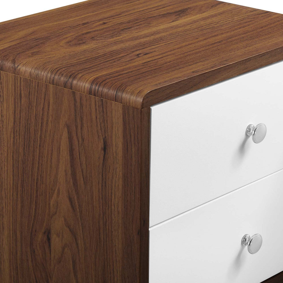 Transmit 2-Drawer Nightstand, Walnut White