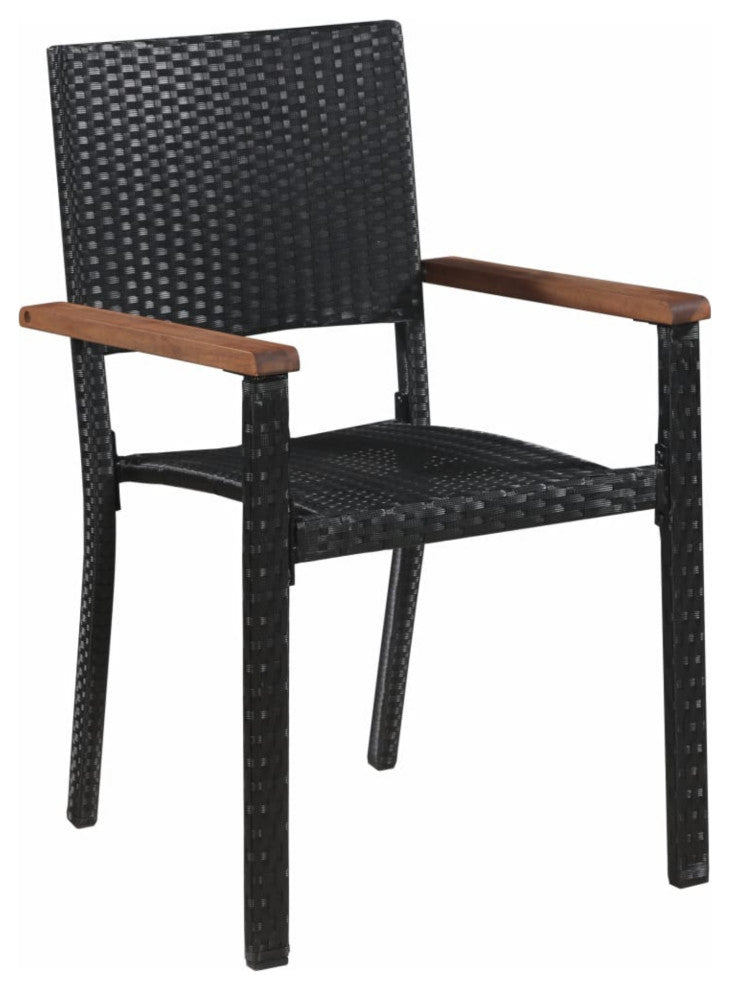 vidaXL 9-Piece Outdoor Dining Set Poly Rattan and Acacia Wood Black