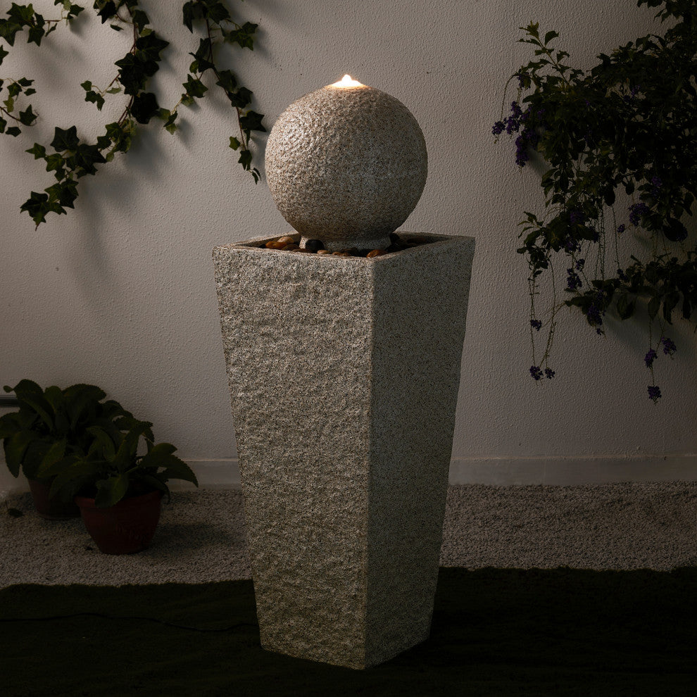 Faux Terrazzo Polyresin Outdoor Fountain