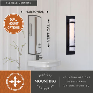 Vilo 4.5-in W 1 Light Matte Black Wall Sconce Light with Full Backplate, Matte Black, 4.5"wx18.5"hx4"d