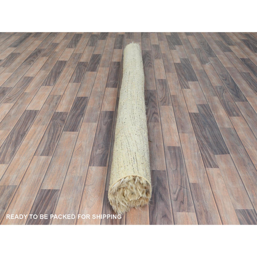 Ivory, Moroccan Berber, Organic Wool, Hand Knotted, Square Rug, 6'x6'1"