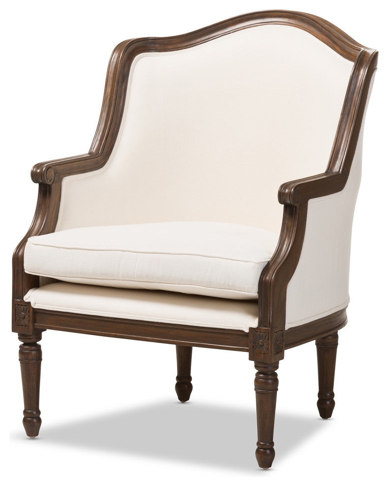Charlemagne Traditional French Accent Chair, White