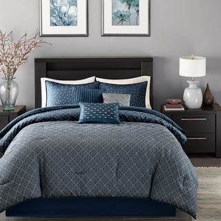 Madison Park Biloxi 7 Piece Comforter Set in Navy