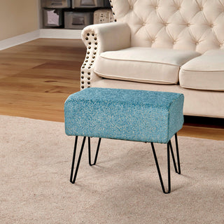 Babati Jacquard Chenille Ottoman, Turquoise, 19''x13''x17''
