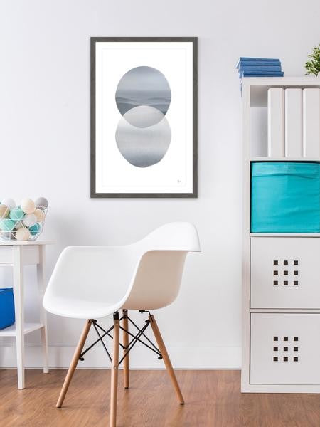 "Spheres Merging" Framed Painting Print, 24"x36"