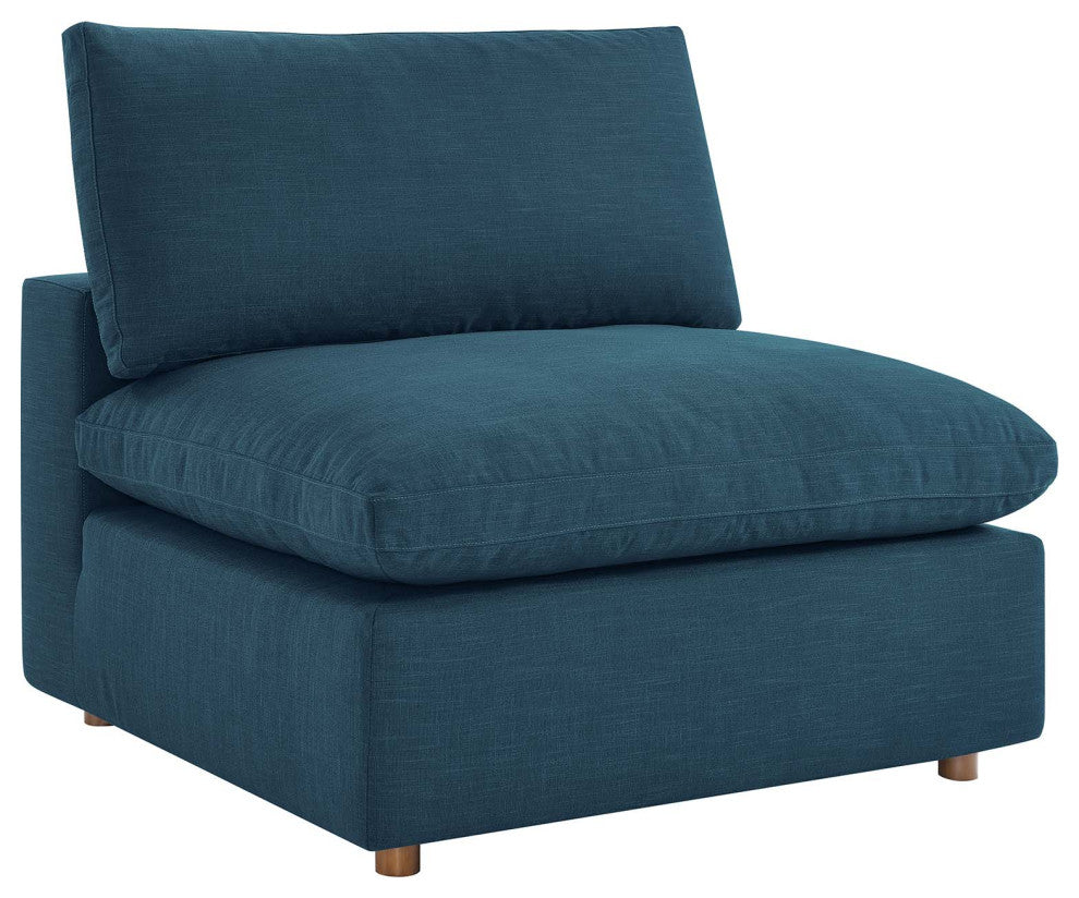Commix Down Filled Overstuffed Armless Chair Azure