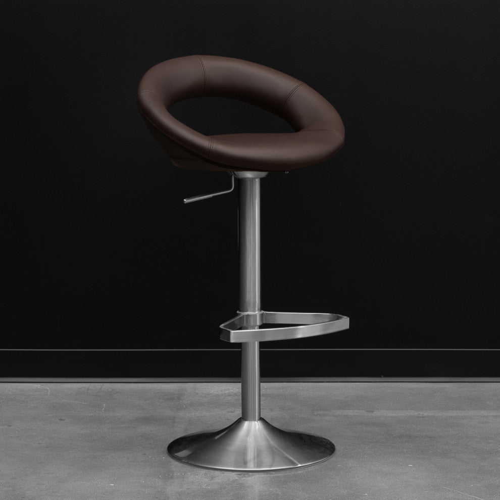 Crescent Swivel Armless Barstool, Brown